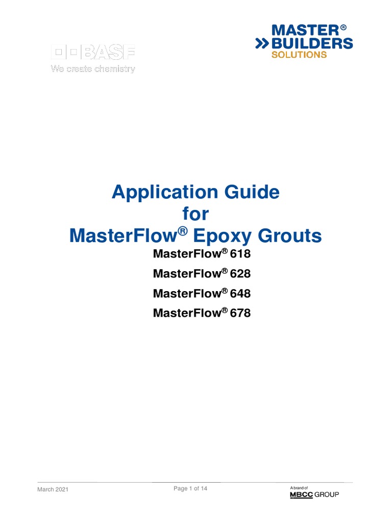application-guide-masterflow-epoxy-grouts | PDF | Concrete | Drilling