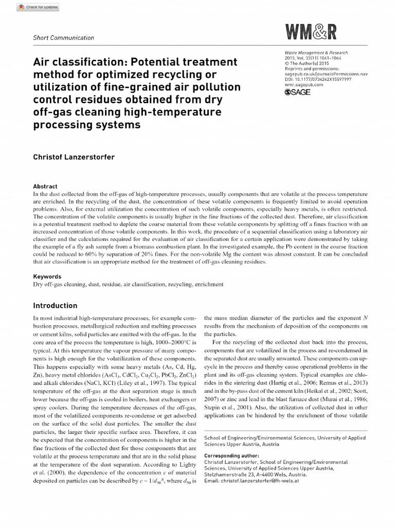 Air classification_ Potential treatment method for optimized recycling