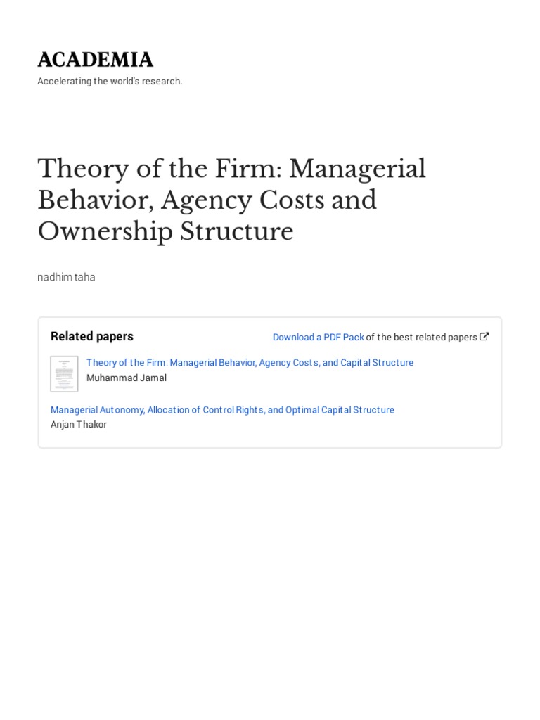 Define Theory Of Firm Managerial Economics