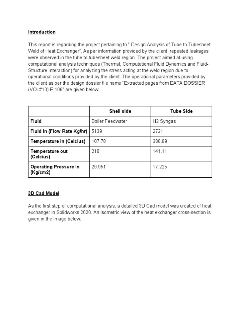 Tube To TubeSheet Weld Analysis Final Report PDF Fluid Dynamics Reynolds Number