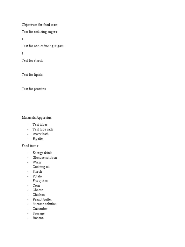 Comprehensive Food Testing Procedures | PDF | Foods | Starch