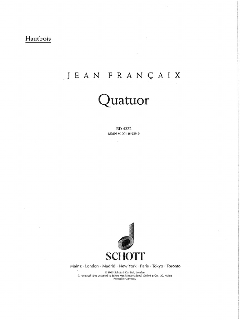 Jean Francaix QUATUOR, Hautbois PDF