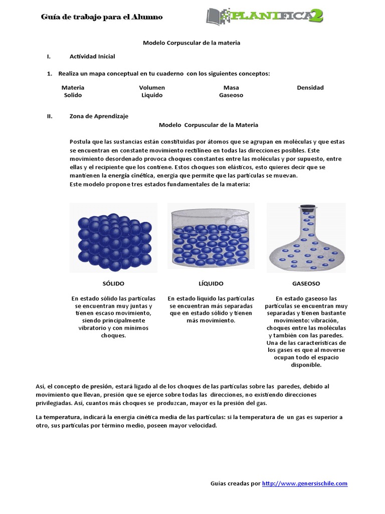 5 Modelo Corpuscular de La Materia PDF Gases Importar
