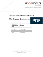Demolition Method Statement 394 Camden Road, London N7: Project Number 5588 Document Reference 5588.D006 P1 Revision P1