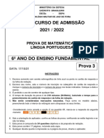 Concurso de Admissão ao Colégio Militar de Juiz de Fora 2021/2022 - Prova de Matemática e Português