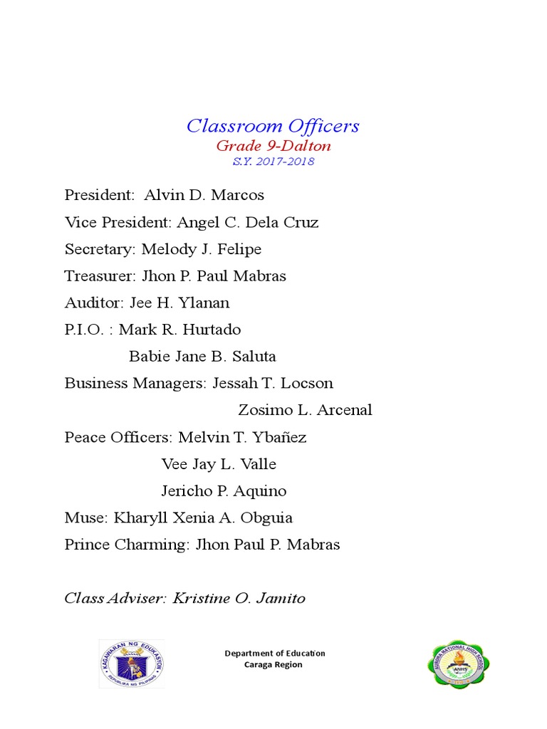 Classroom Officers | PDF