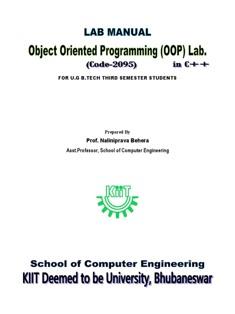 Oop cs2095 Lab Manual v1.0 by NPB Download Free PDF C++