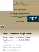 Design Models 1 - MHP and KLM: Prof Jim Warren