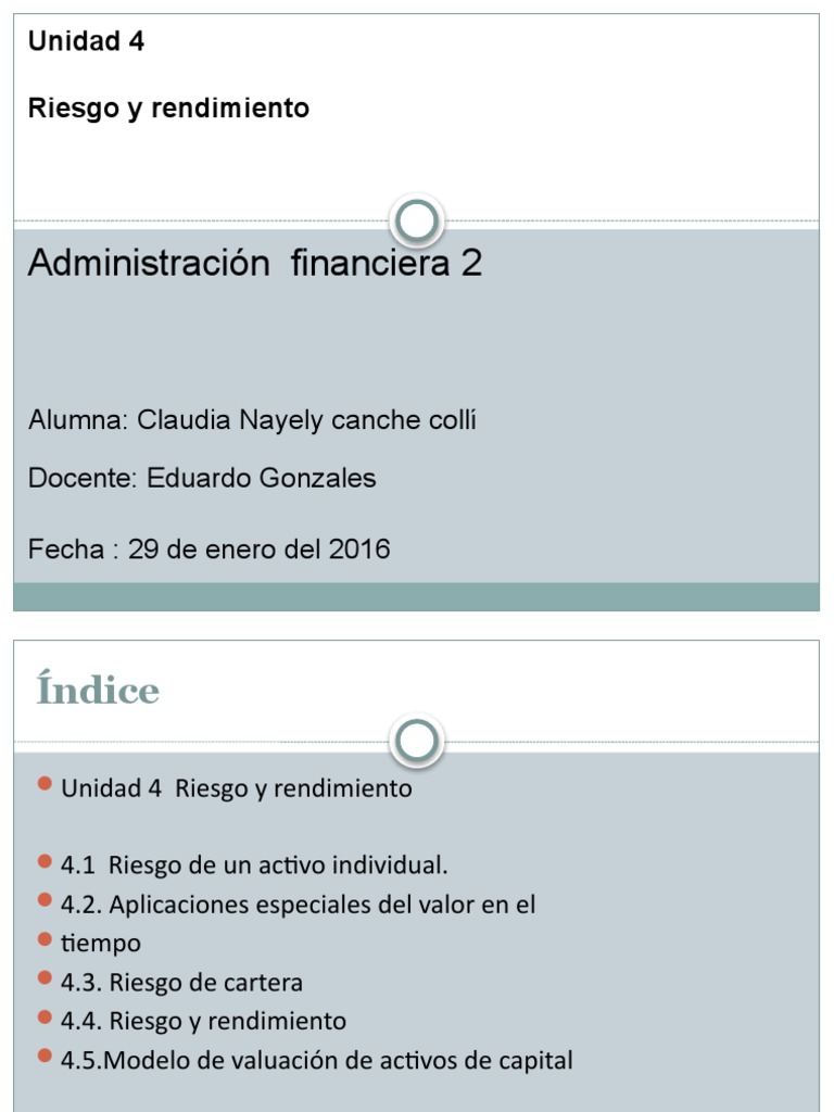 Riesgo y Rendimiento en Finanzas | PDF | Compartir (Finanzas) | Riesgo