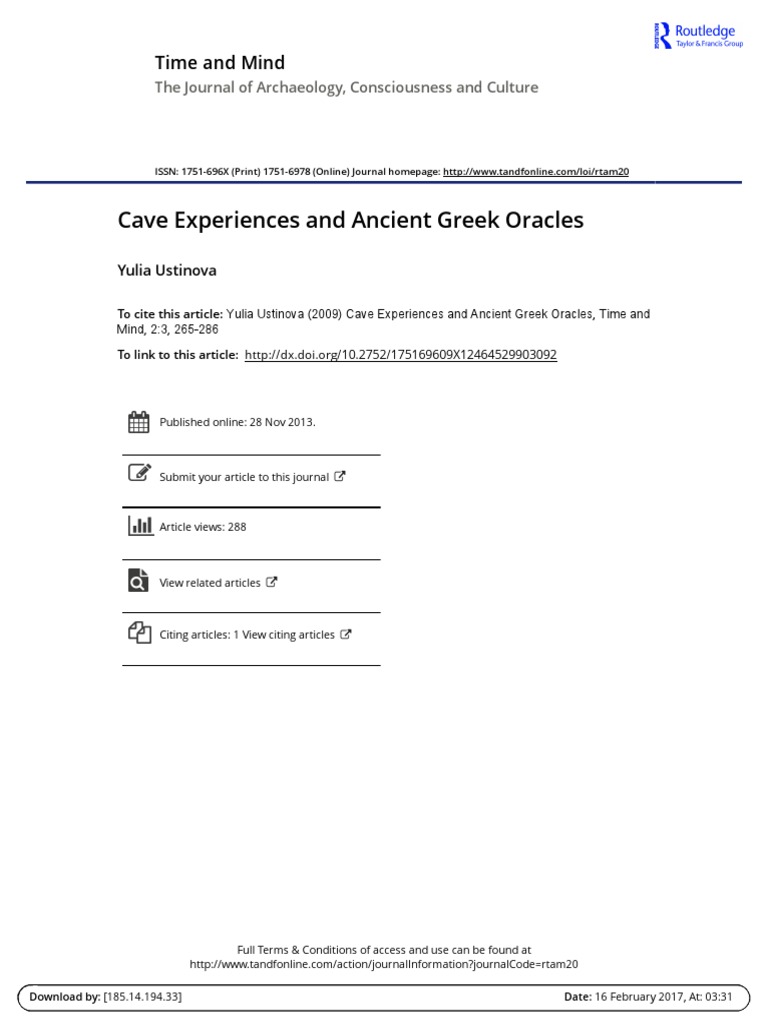 Cave Experiences and Ancient Greek Oracles | PDF | Delphi | Oracle