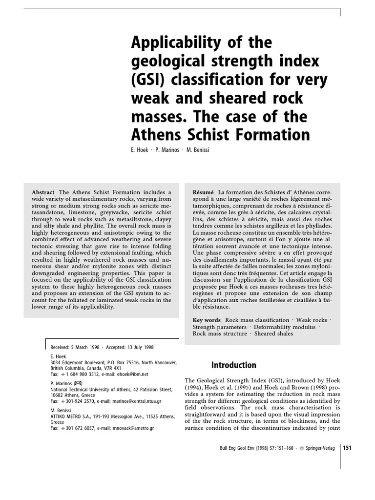 GSI Classification for Weak Rock Masses | PDF | Roche | Pétrologie