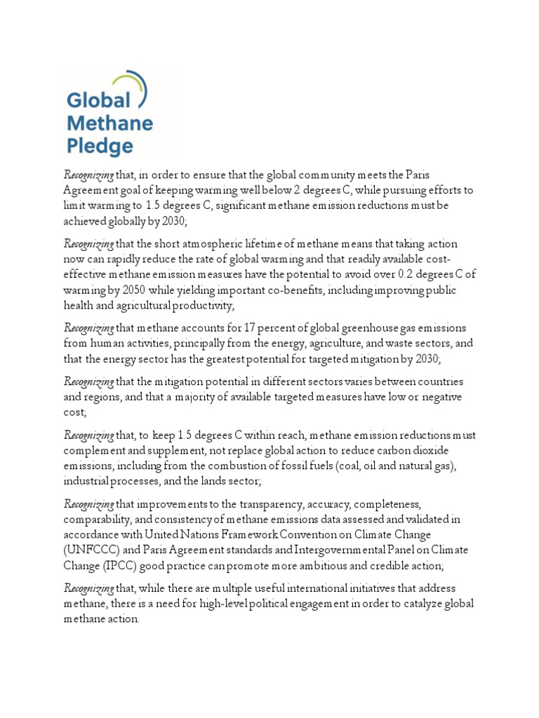 Global Methane Pledge | PDF | Climate Change | Climate Change Mitigation