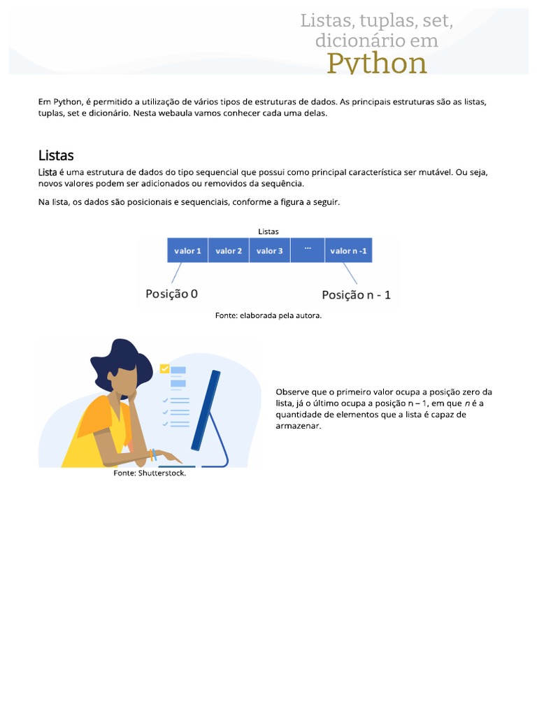 Unidade 1 - Seção 1 - Lista, Tuplas, Set, Dicionário em Python | PDF