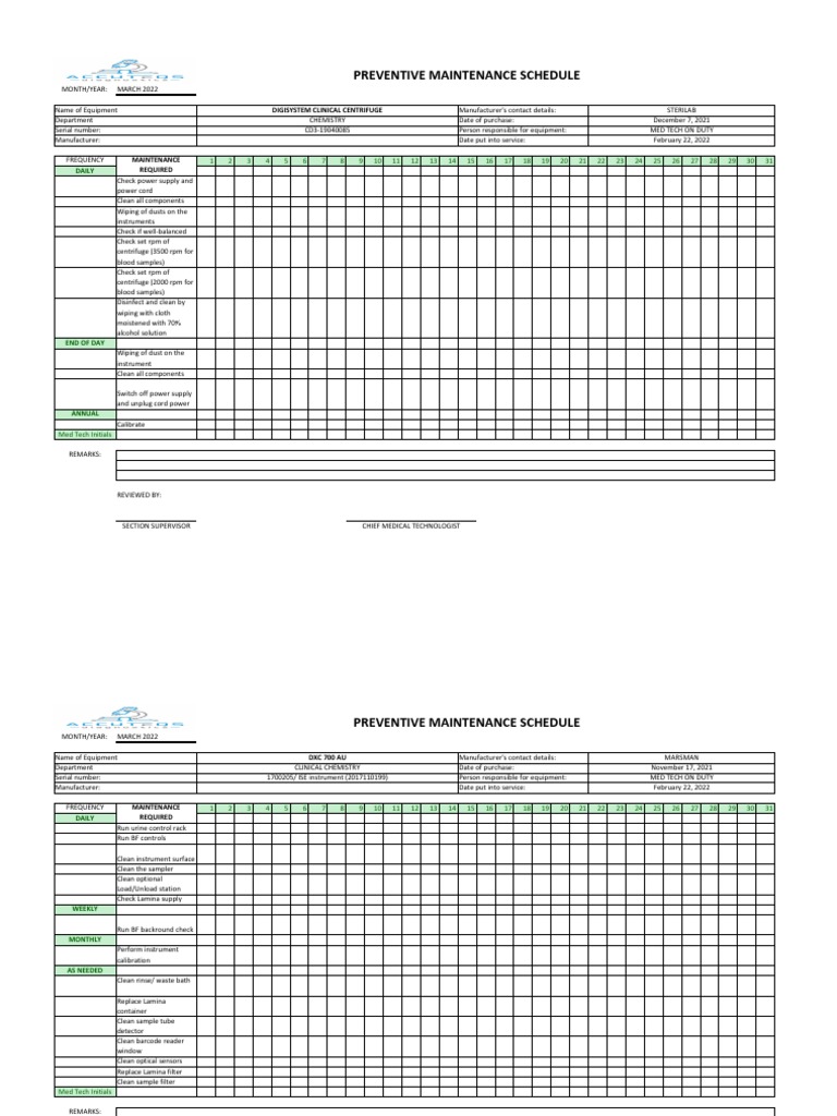 Preventive Maintenance for Lab Equipment | PDF | Science | Equipment
