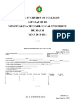 Annual Statistics of Colleges Affiliated To Visvesvaraya Technological University Belgaum YEAR 2010-2011