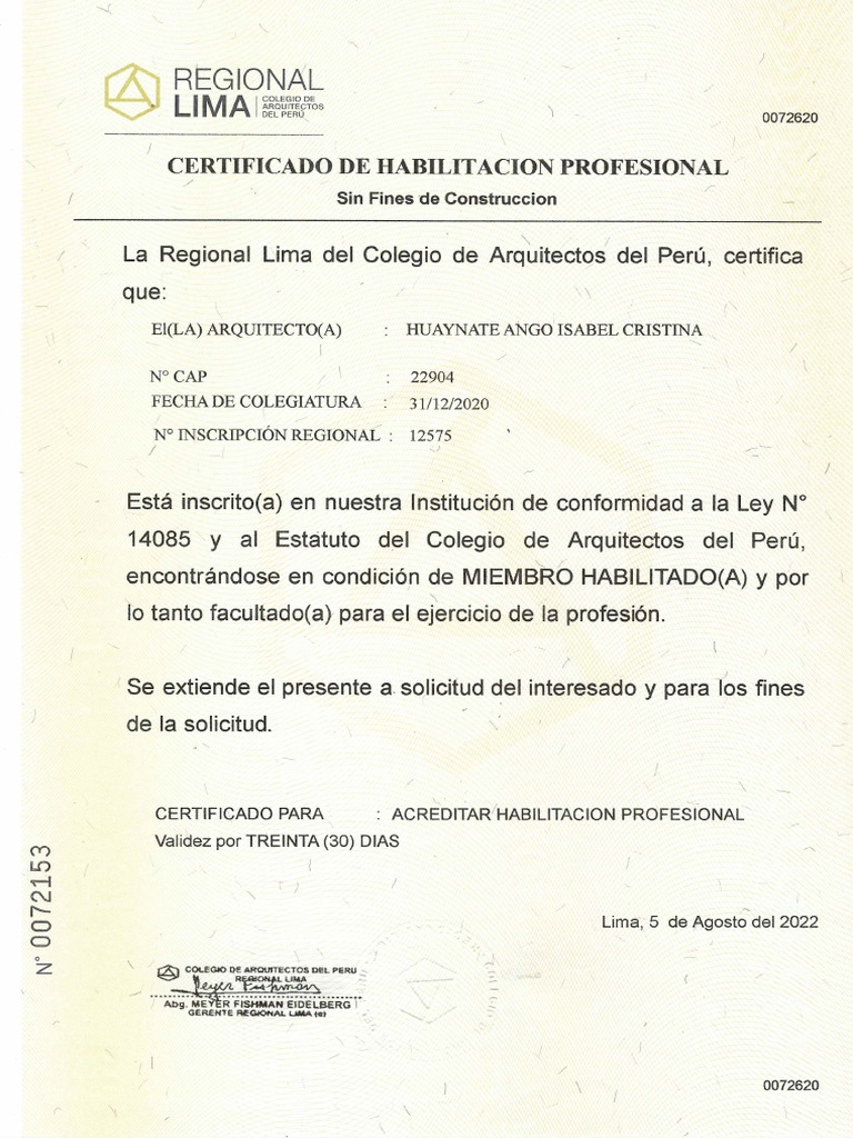 Certificado de Habilidad Cap 22904 | PDF