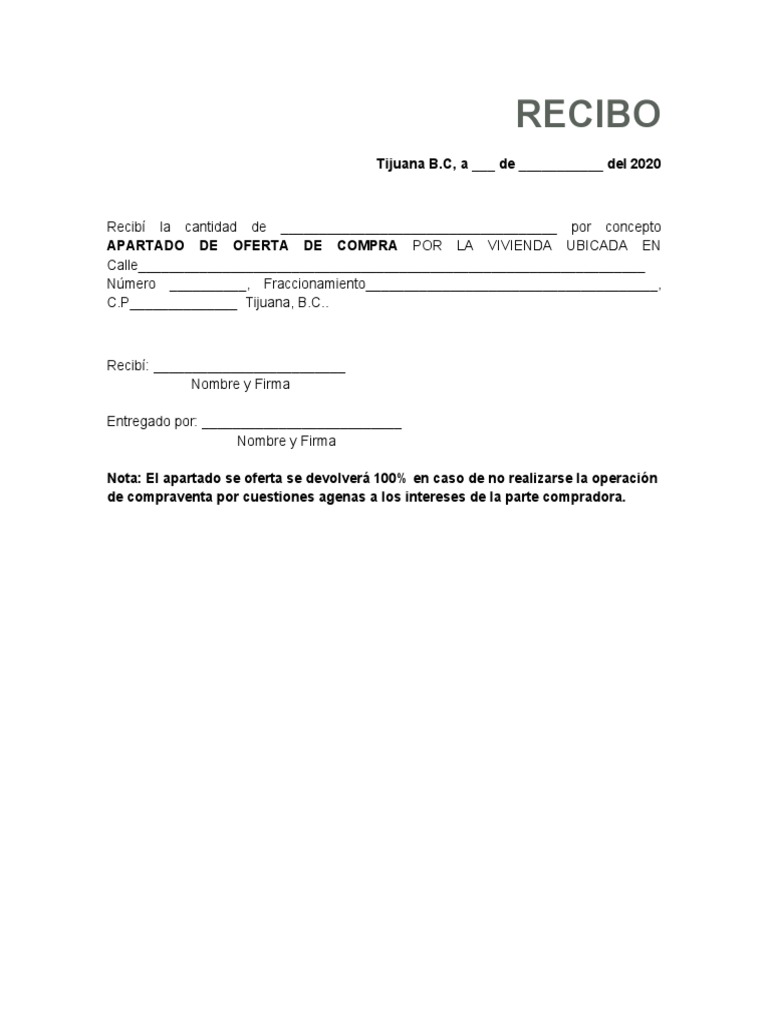 Formato para Recibo de Efectivo | PDF