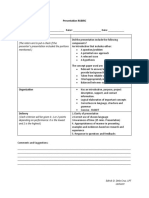 Presentation RUBRIC: (The Raters Are To Put A Check If The Presenter's Presentation Included The Portions Mentioned.)