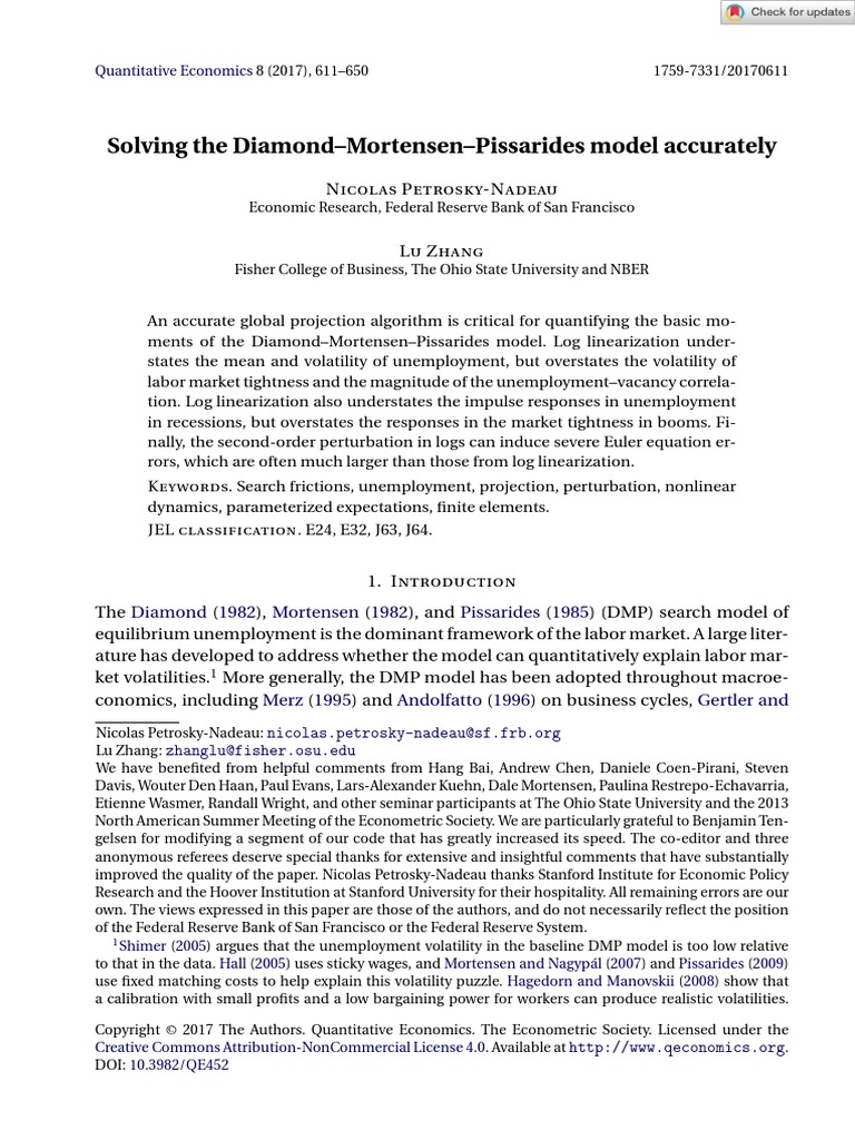 Petrovsky, N. (2017) - Solving The Diamond-Mortensen-Pissarides Model ...