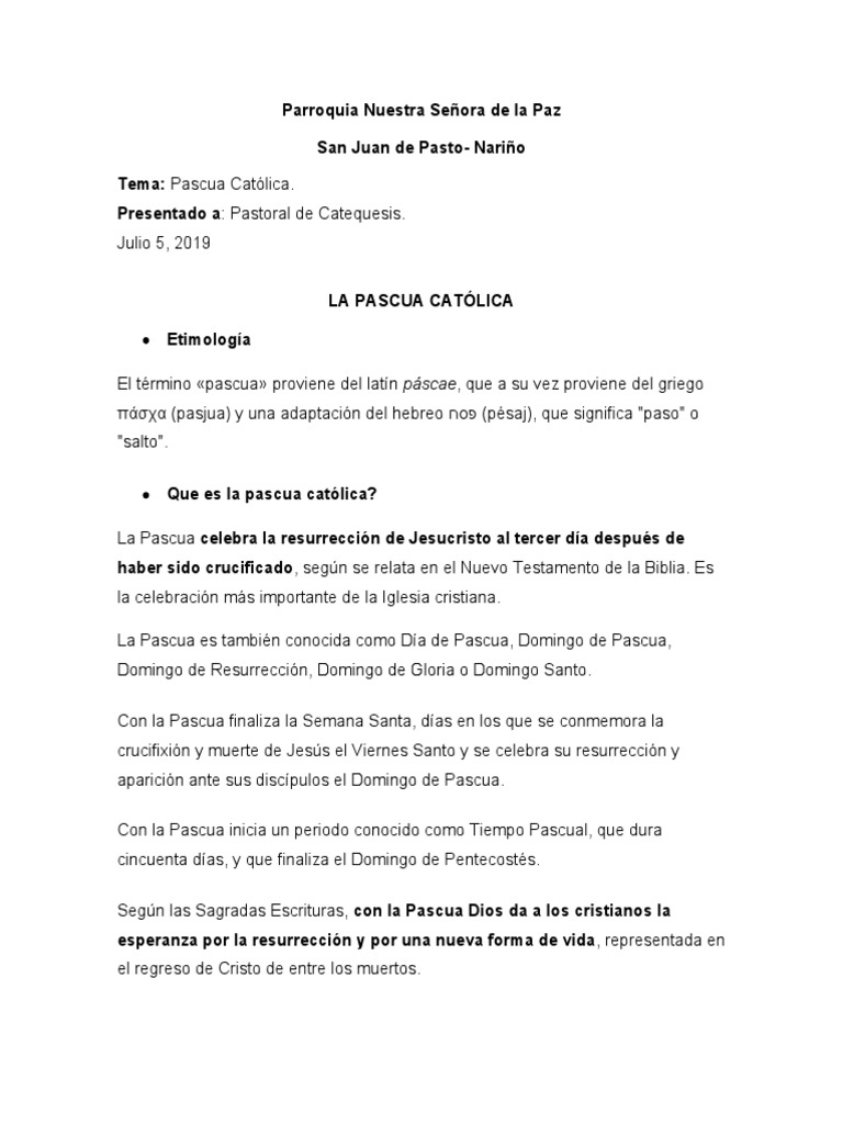 Significado y Celebración de la Pascua Católica | PDF | Pascua de ...