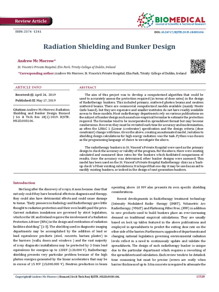 Radiation Shielding and Bunker Design Review Article PDF Ionizing