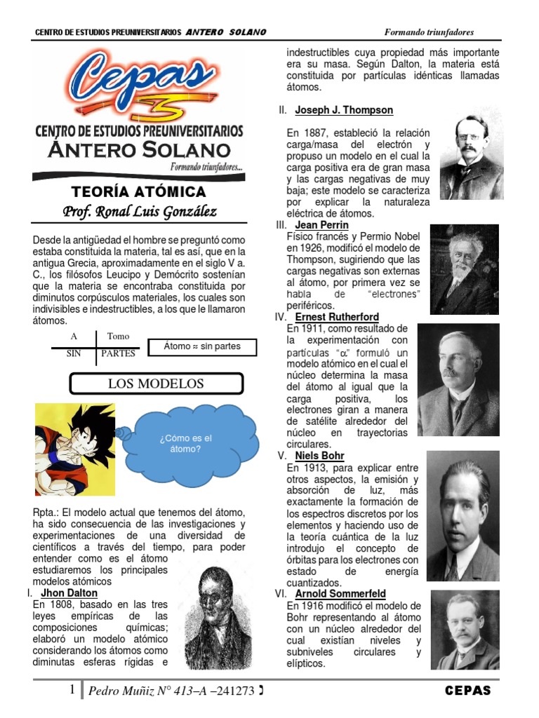 Teoria Atomica Pdf átomos Núcleo Atómico