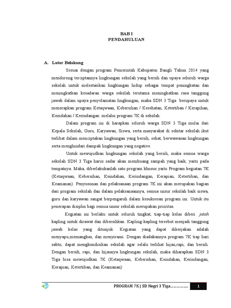 Implementasi Program 7K di SDN 3 Tiga | PDF