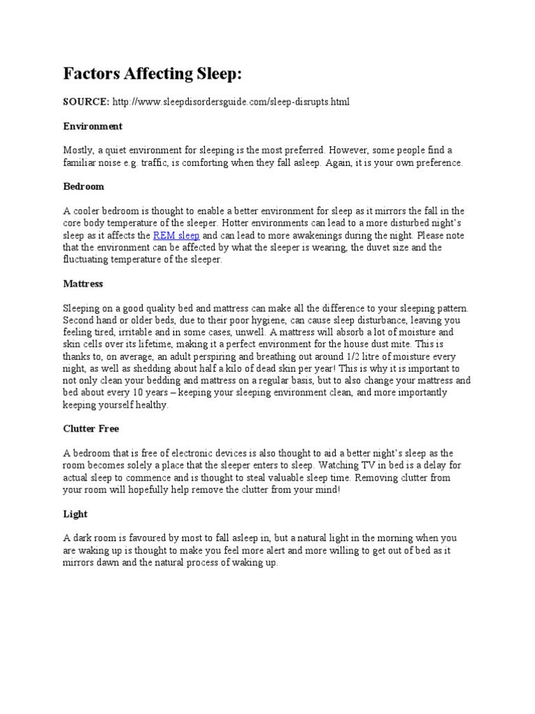 Key Factors Influencing Sleep Quality | PDF | Insomnia | Sleep