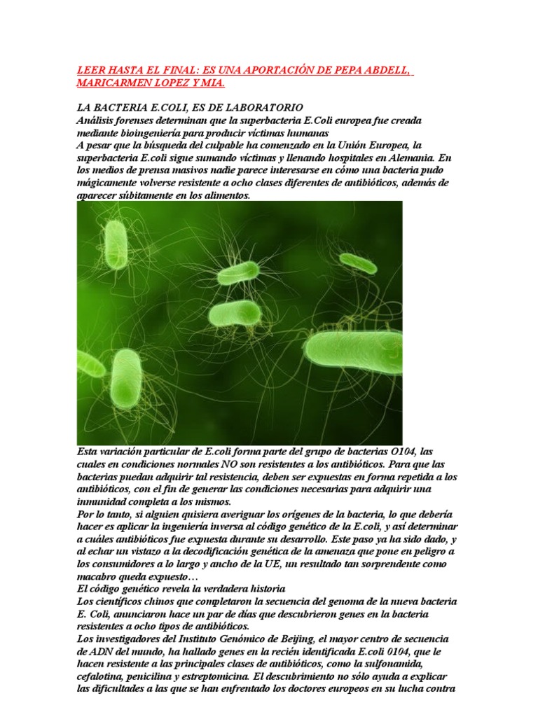 La Bacteria e Coli Europea y Su Tratamiento Biomagnetico ...