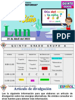 Actividades Lunes 25 de Abril Del 2022