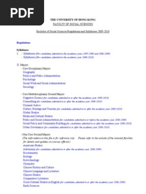 Bsocsc Syllabus 09 10 Curriculum Psychology