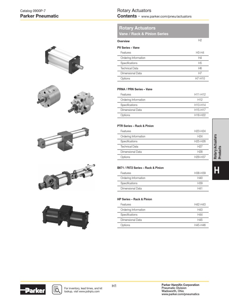 Contents Parker Pneumatic Rotary Actuators PDF Bearing