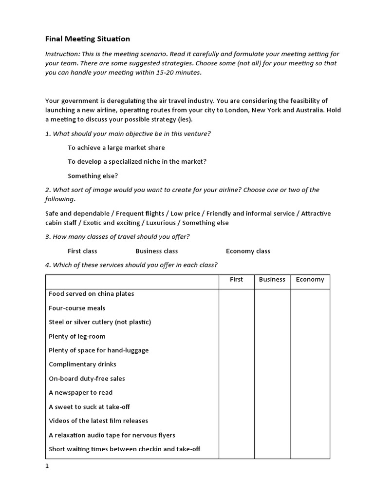 Final Meeting | PDF | Flight Attendant | Business Class