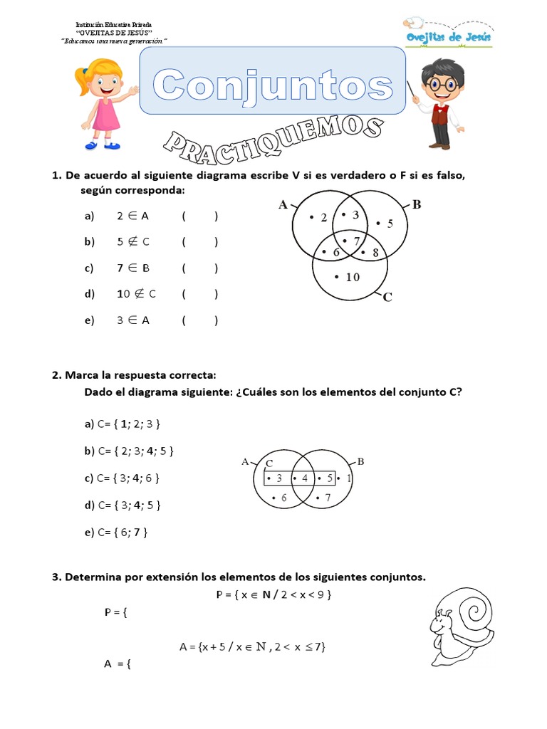Ejercicios de Conjuntos para Niños | PDF | Conjunto (Matemáticas)