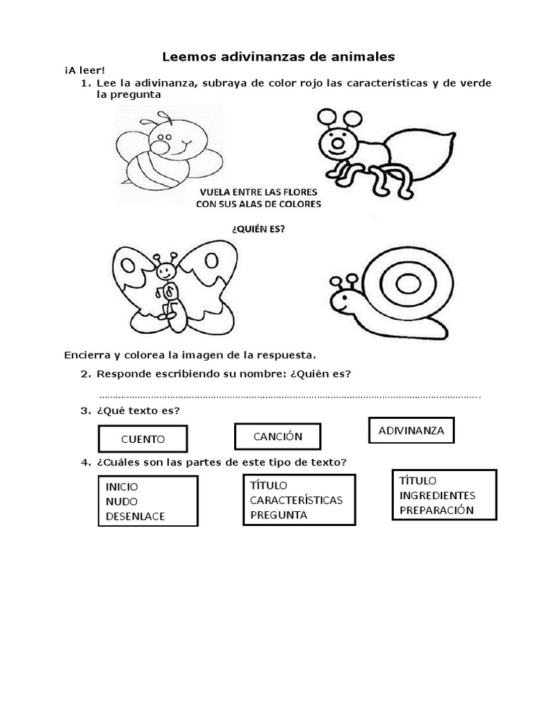 Adivinanzas de Animales para Niños | PDF | Artes del Lenguaje y ...
