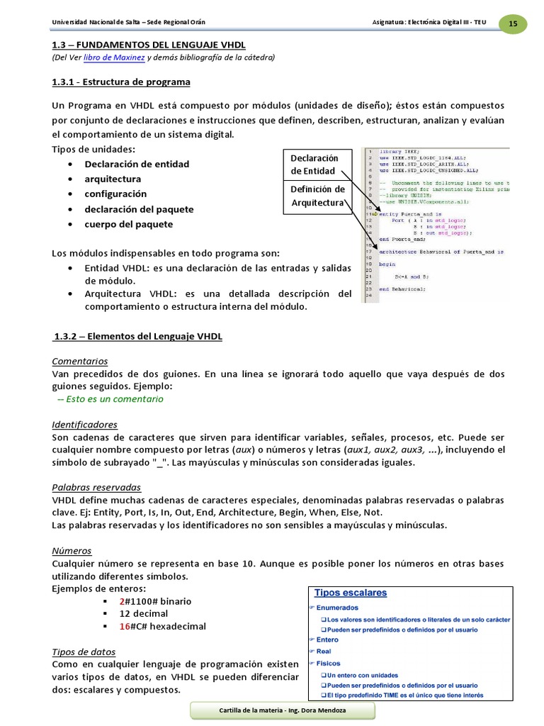 Fundamentos del Lenguaje VHDL | PDF | Vhdl | Desarrollo de software