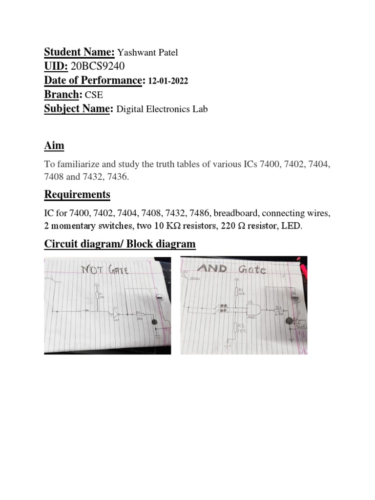 Truth Tables for Common ICs in Lab | PDF | Logic Gate | Boolean Algebra