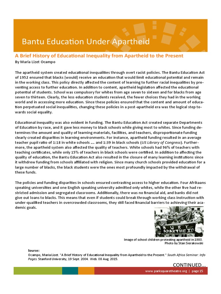 write a report on the apartheid law of bantu education