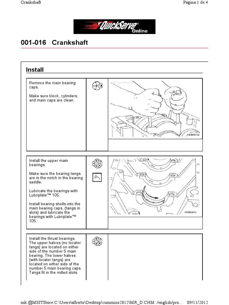 001-016 Crankshaft: Install | PDF | Bearing (Mechanical) | Machines