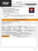 Application Form For Verification of Other Backward Class To