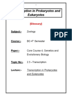 Transcription in Prokaryotes and Eukaryotes: Subject:-Zoology