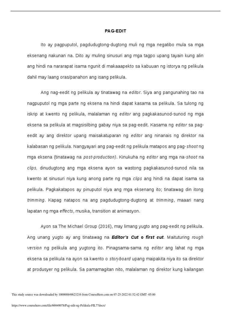 Pag Edit NG Pelikula FIL77 | PDF