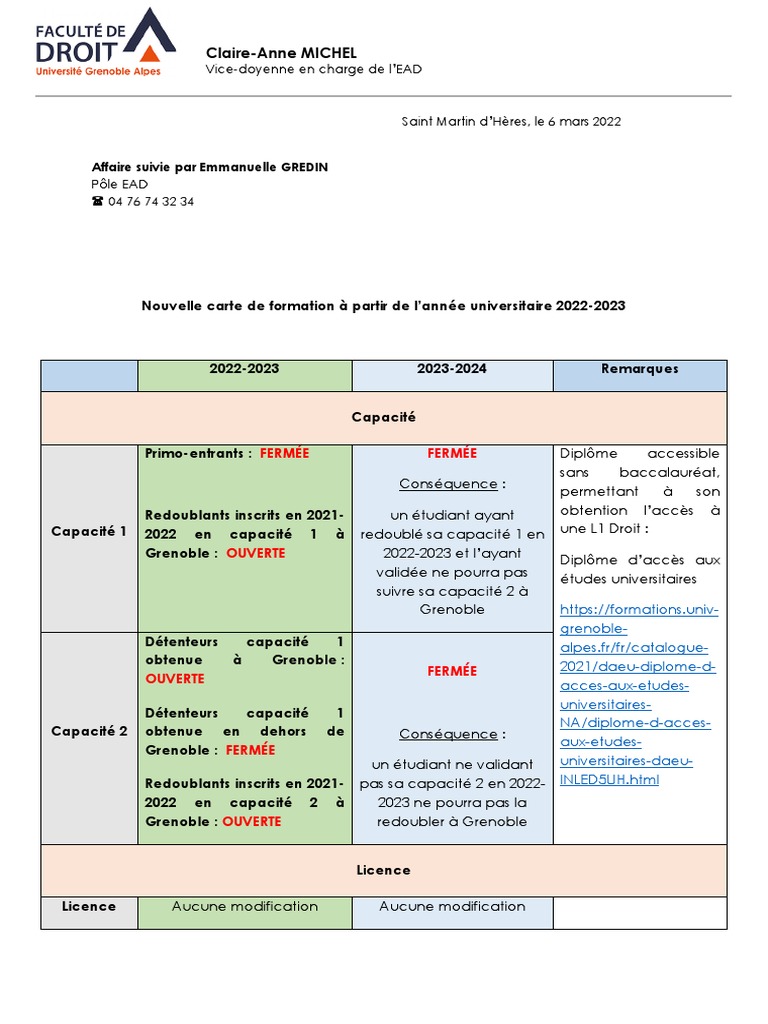 Nouvelle carte de formation EAD 2022-2023 | PDF | Master (diplôme ou ...