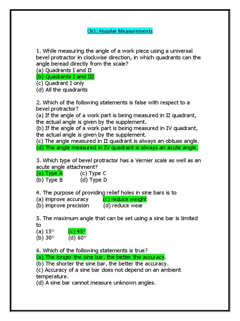 Angular Measurement Techniques and Tools | PDF | Angle | Measuring ...