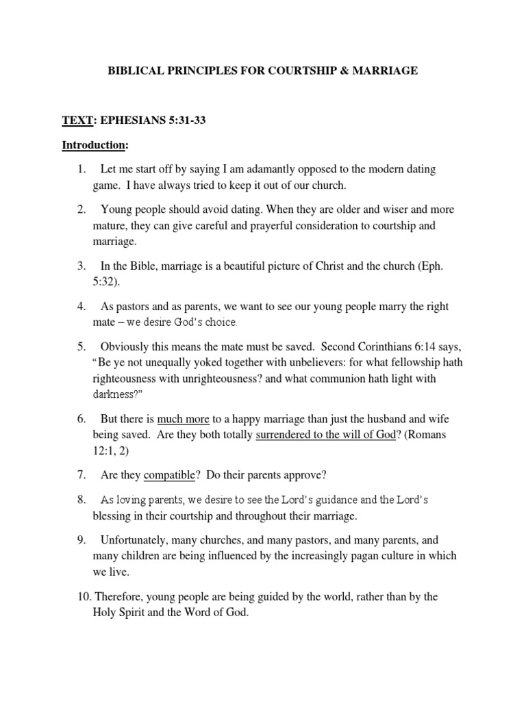 Biblical Guidelines for Courtship | PDF