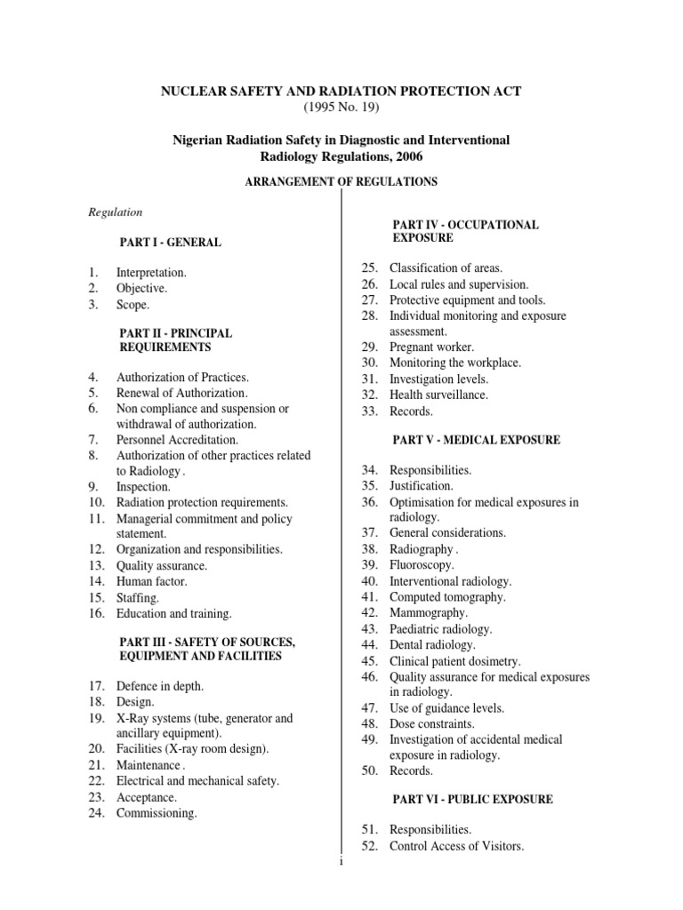 3 Nigerian Regulations For Radiation Safety in Diagnostic and