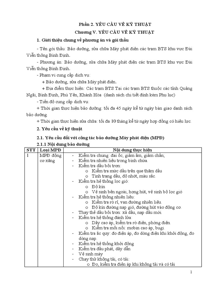 Chuong V - Yeu Cau Ve Ky Thuat - MPD BD | PDF