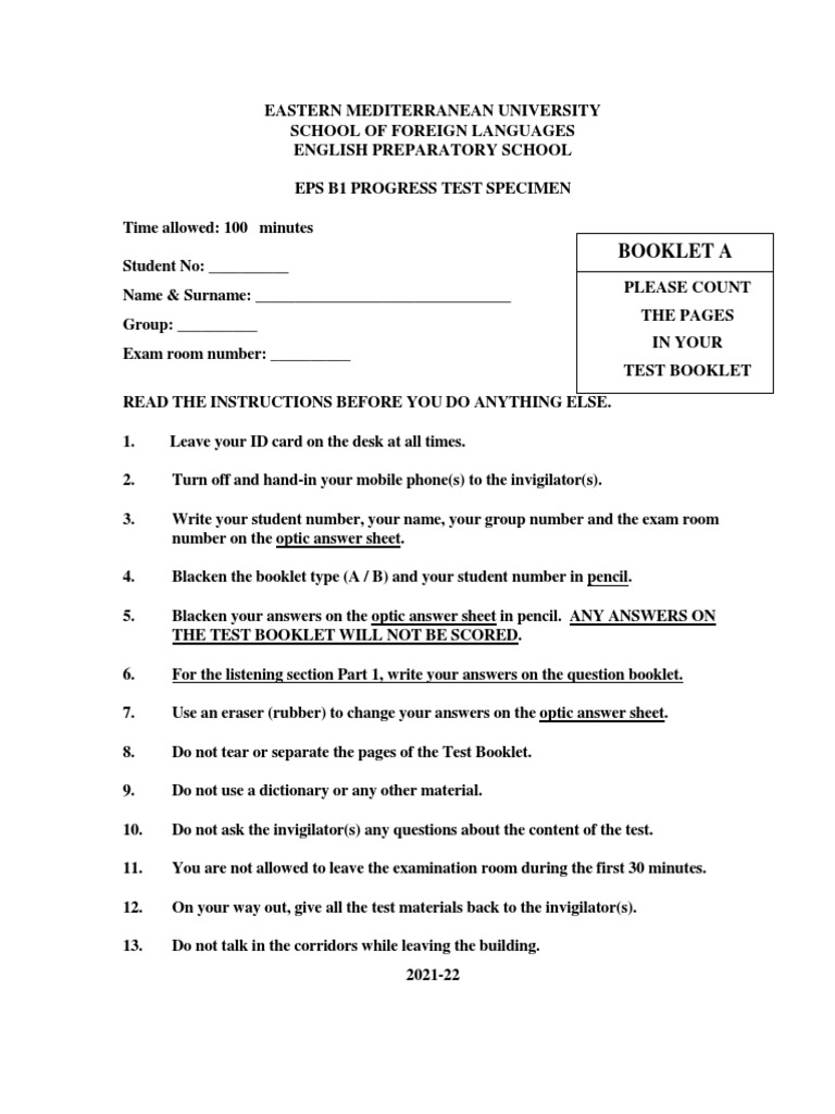 103 Test Specimen PDF Test (Assessment) Linguistics