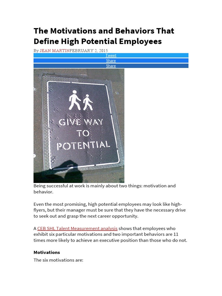The Motivations and Behaviors That Define High Potential Employees ...