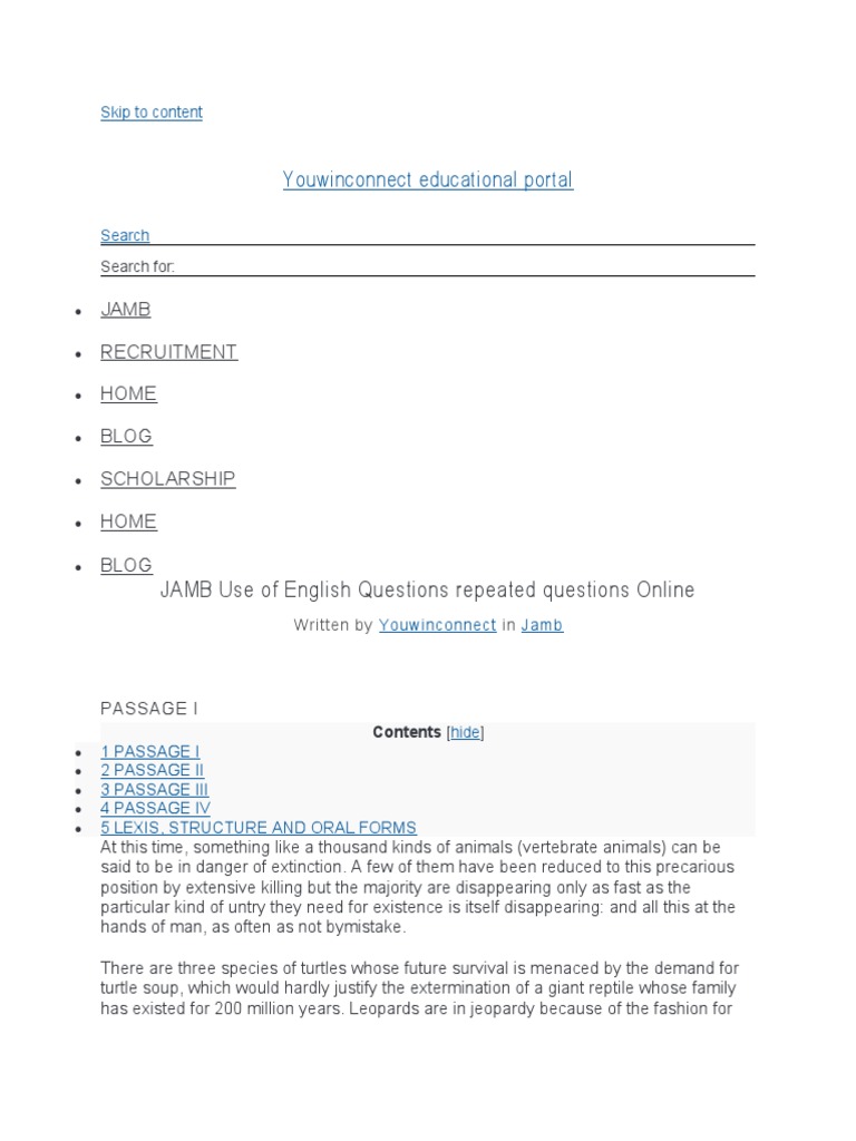 Jamb Past Questions Pdf